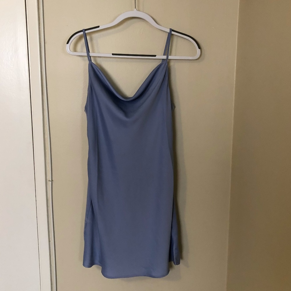 UO Mallory Cowl Neck Slip Dress - Blue - Size Medium - Picture 4 of 5